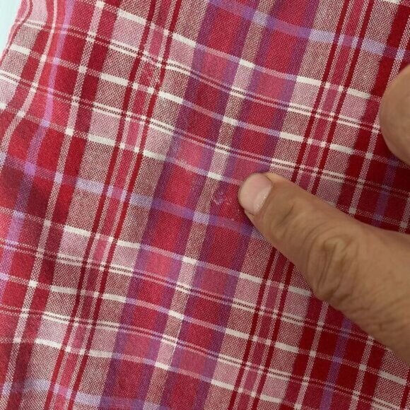 VTG Mickey Unlimited Disney Size 26/28 Women Top Red Plaid Embroidered sleeveles - Picture 3 of 13